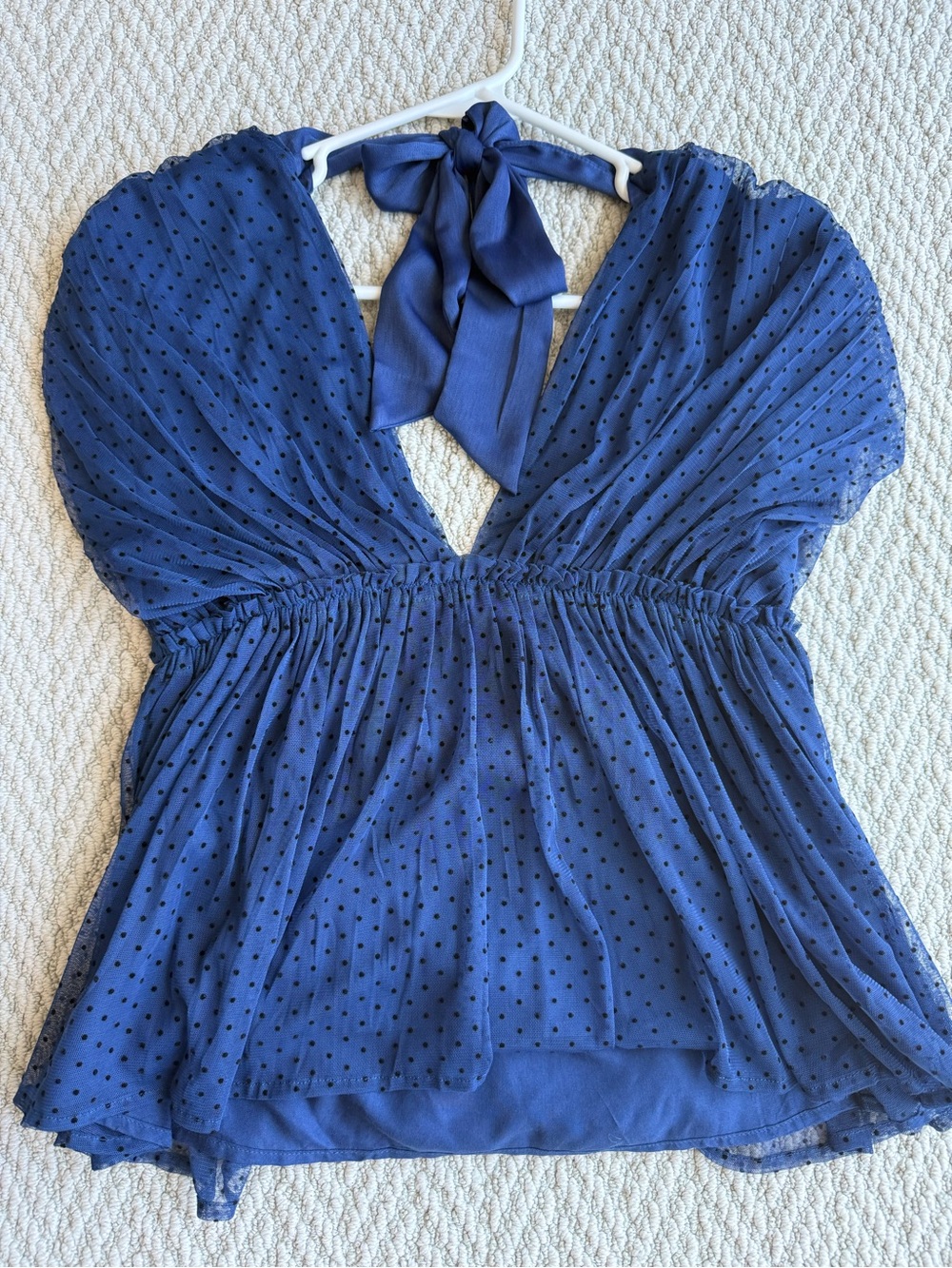 Anthropologie Navy Blue Polka Dot Tie-Halter Camisole